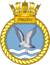 British Navy HMS Tireless (S88), submarine emblem (crest)