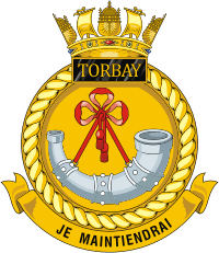 British Navy HMS Torbay (S90), submarine emblem (crest)