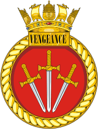 British Navy HMS Vengeance (S31), submarine emblem (crest) - vector image