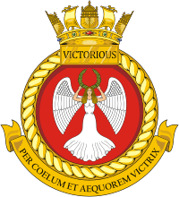 British Navy HMS Victorious (S29), submarine emblem (crest) - vector image