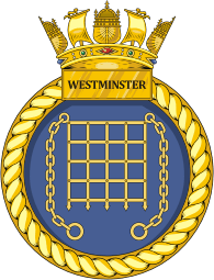 British Navy HMS Westminster (F237), frigate emblem (crest)