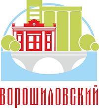 Vector clipart: Voroshilovsky rayon in Volgograd (Volgograd oblast), emblem