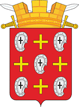Векторный клипарт: Козельск (Калужская область), полный герб с короной