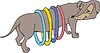 Vector clipart: comic dog with hula-hoops 