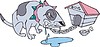 Vector clipart: angry dog near its kennel 