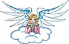 Vector clipart: angel girl on a cloud