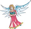 Vector clipart: girl angel with flowers