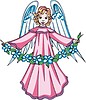 Векторный клипарт: девочка-ангелочек с венком из цветов