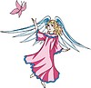 Vector clipart: angel girl and butterfly