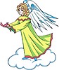 Vector clipart: angel girl and a vird