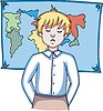 Vector clipart: schoolboy and geographical map