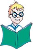 Vector clipart: schoolboy with writing book