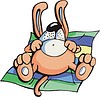 Vector clipart: funny dog lies on a rug