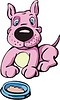 Vector clipart: puppy in front of a bowl of food