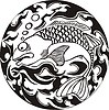 Vector clipart: round fish decoration