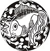 Vector clipart: round fish decoration