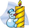 Vector clipart: snowman and candle 