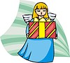 Vector clipart: angel with Christmas gift