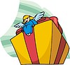 Vector clipart: angel with Christmas gift