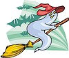 Vector clipart: ghost flies by broom