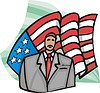 Человек на фоне американског флага | Векторный клипарт