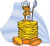 Vector clipart: Mardi Gras - Bear-chef standing on a pile of pancakes