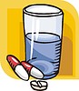 Vector clipart: capsules, pill and glass of water