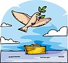 Vector clipart: dove over Noah's Ark