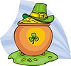 Векторный клипарт: горшочек с золотом и зеленая шляпа