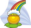 Vector clipart: pot of gold under the rainbow