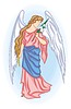 Vector clipart: angel with white flower and a cross