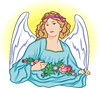 Vector clipart: angel with flowers