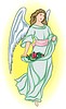 Vector clipart: angel with flowers