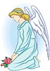 Vector clipart: angel sitting with flowers