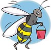 bee holds a bucket with honey