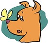 Vector clipart: dog and butterfly