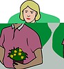 Vector clipart: florist with bunch of flowers