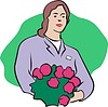 florist with bunch of flowers