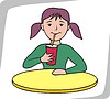 Vector clipart: girl drinking juice