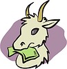 Векторный клипарт: козел с деньгами во рту