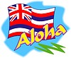 Vektor Cliparts: Aloha mit Flagge von Hawaii 