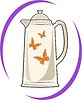 Vector clipart: teakettle with butterflies