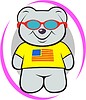 Teddy bear toy with U.S. flag and spectacles