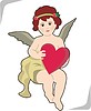 Cupid holding a heart