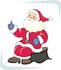 Vector clipart: Santa Claus sitting on stub