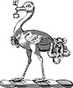 Нашлемник страус с ключом в клюве | Векторный клипарт