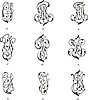 Vector clipart: cyrillic monograms IС-IШ