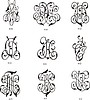 Vector clipart: cyrillic monograms МӨ-НС