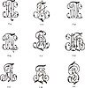 Vector clipart: cyrillic monograms ПЦ-РР