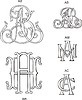 Vector clipart: cyrillic monograms АБ, АМ, АН and АС